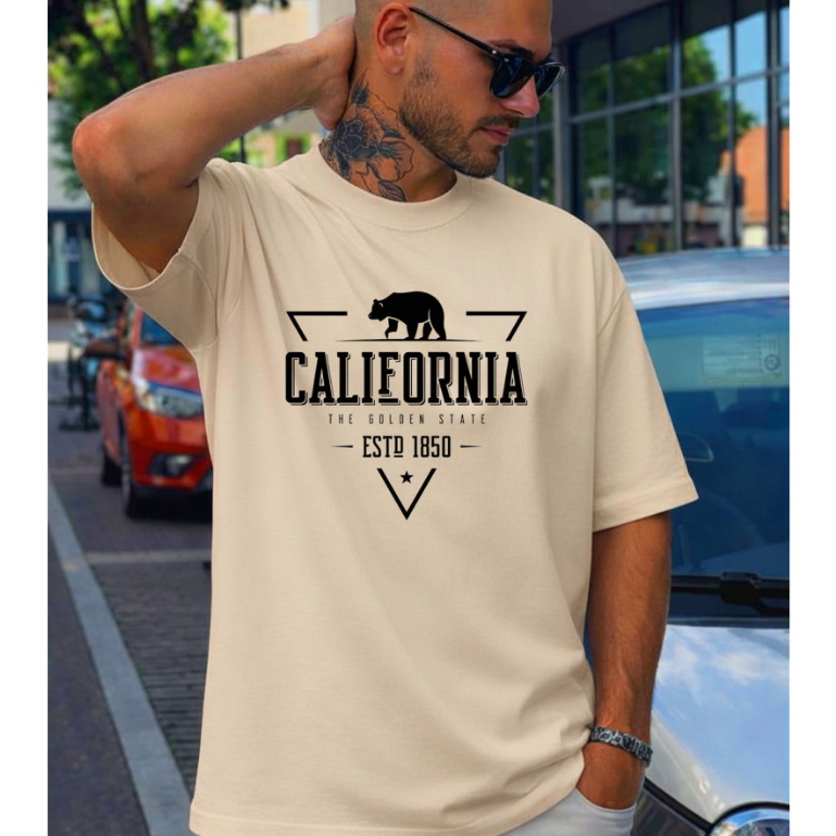 Camiseta Masculina Estampada Básica Streetwear Califórnia