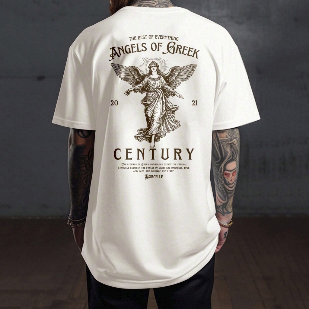 Camiseta Oversized Larga Angel Blusão Streetwear Camisa Masculina Estilosa Camisetão Unissex Algodão
