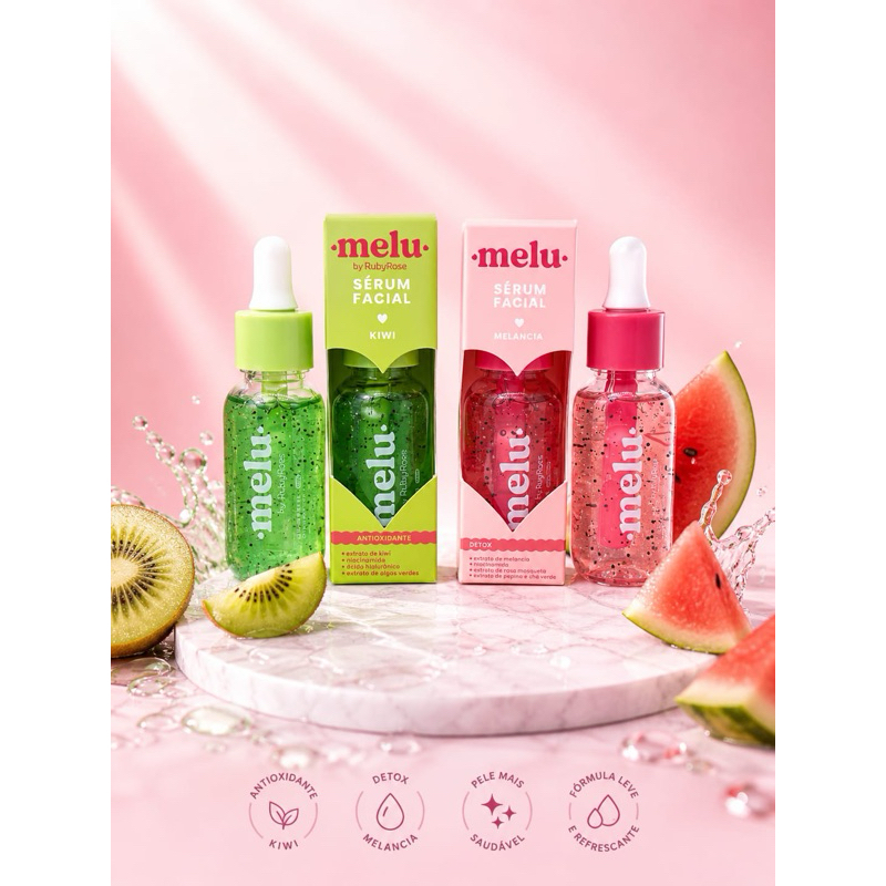 Kit com 2 séruns faciais Melu by Ruby Rose (Kiwi + Melancia)