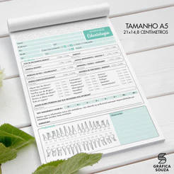 Bloco Ficha De Anamnese para Dentista Consultório de Odontologia - Azul Água