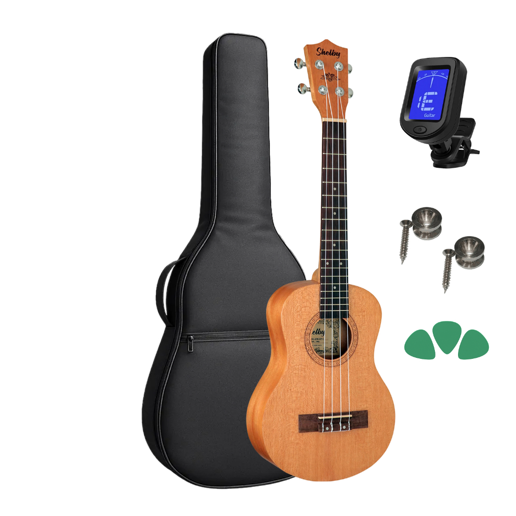 Ukulele Tenor Shelby Su25m Stnt Mogno+ Capa Afinador Paleta