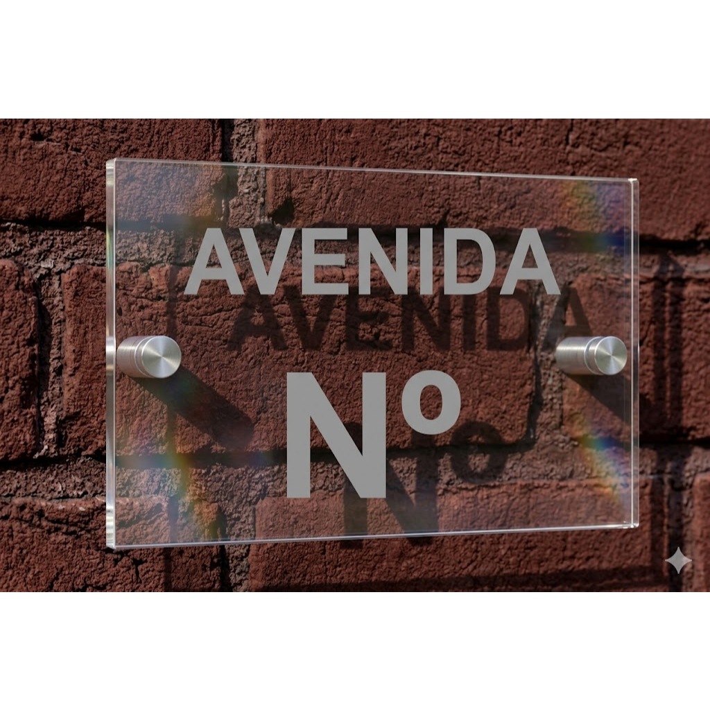 Placa Endereço Acrílico 30x20cm 4mm Residencial Casa Lote Condomínio