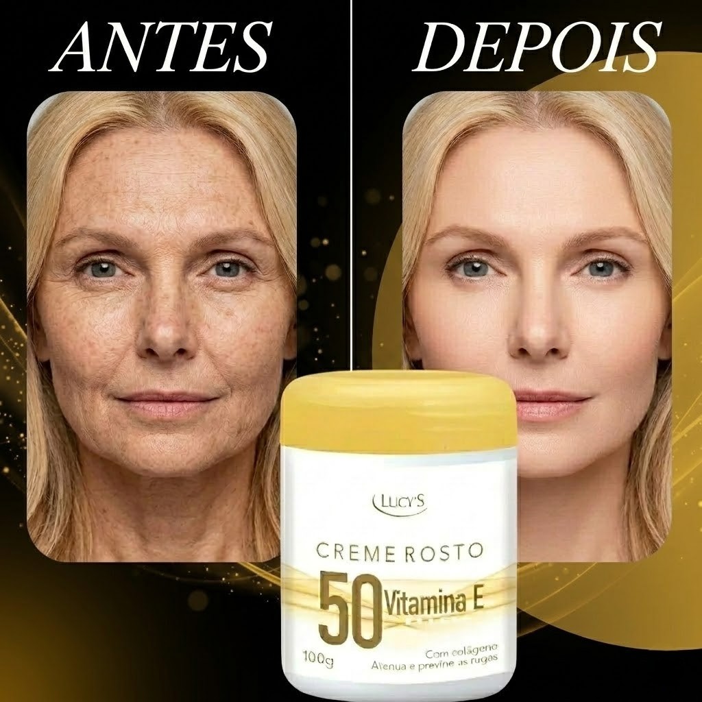 Creme Facial 50+ Antirrugas com Colágeno e Vitamina E Antissinais e Antirrugas - 100g Lucys