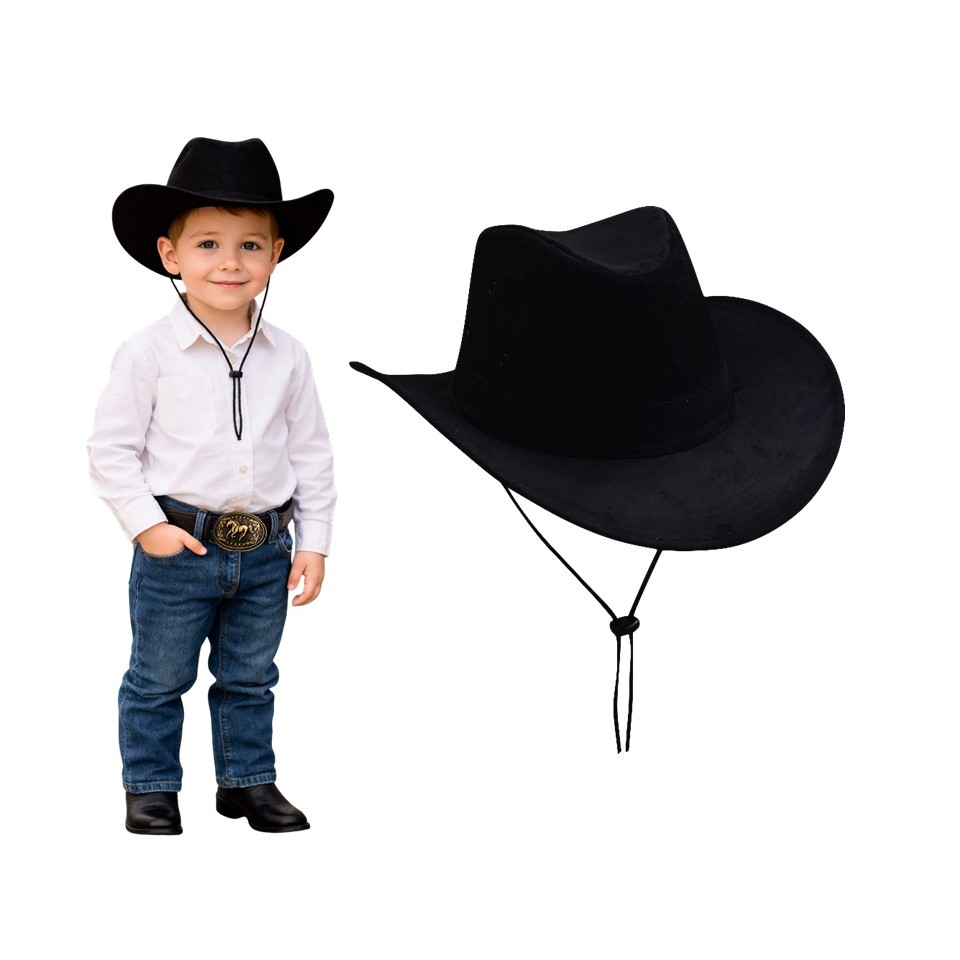 CHAPÉU COUNTRY RODEIO  INFANTIL COM CORDÃO E REGULAGEM INTERNA