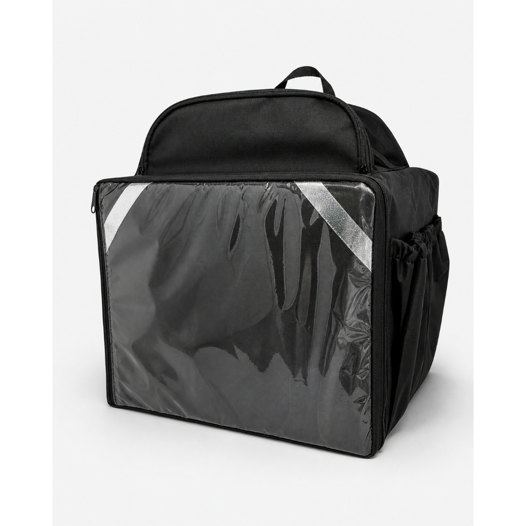 Mochila Bag Térmica Bolsa Motoboy Entrega Pizza Lanches 45l PRETA capa e com isopor laminado