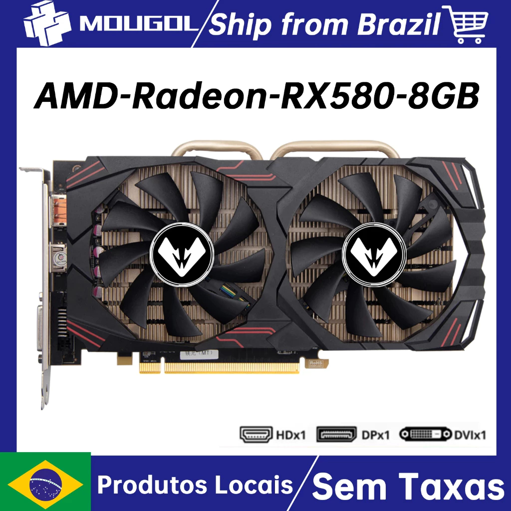 Placa de Vídeo RX 580 8GB GDDR5 IMPECAVEL – com Nota Fiscal e Garantia