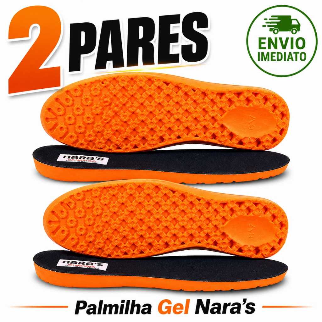 Kit 2 Pares Palmilha Gel Nara Anatômica Anti Impacto Extra Macia Conforto Diário Masculina Feminina