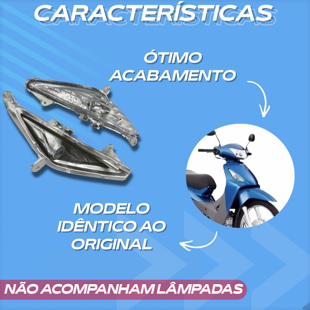 Par Seta Piscas Dianteiro Biz 125 2005 2006 2007 2008 2009 2010 Modelo Original Honda Esquerdo e Direito — imagem 2 de 2