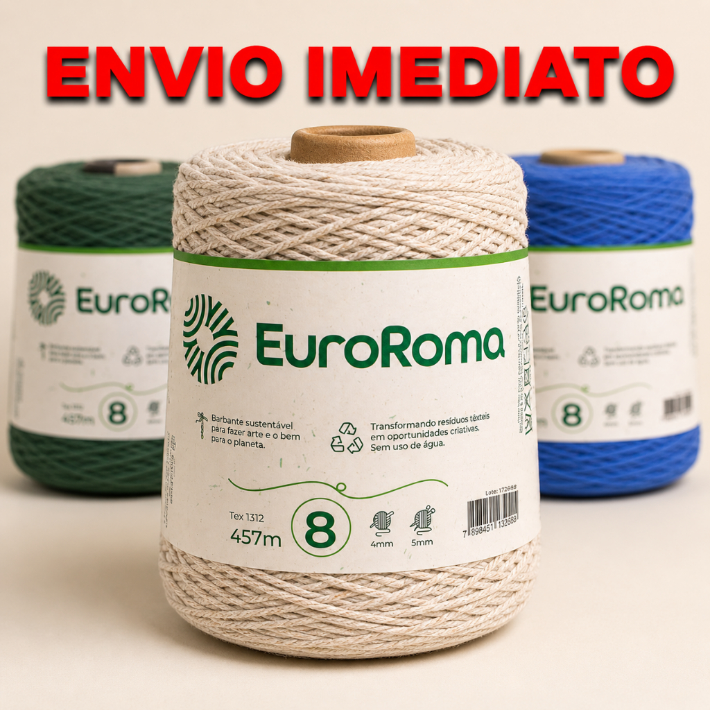 Barbante EuroRoma 600g Nº8 Ecológico para Crochê, Tricô, Artesanato – Cores por R$ 21,90