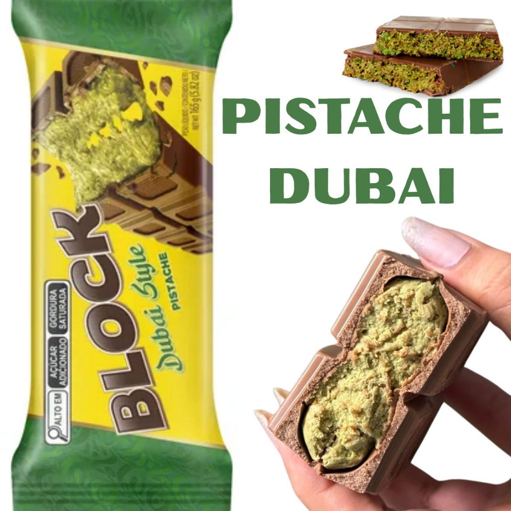 Chocolate Pistache Dubai Style Block 165g Arcor Tablete