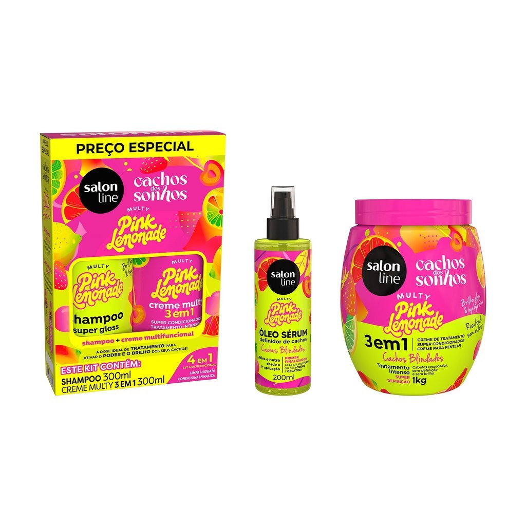 Kit de Tratamento Cachos dos Sonhos Multy Pink Lemonade