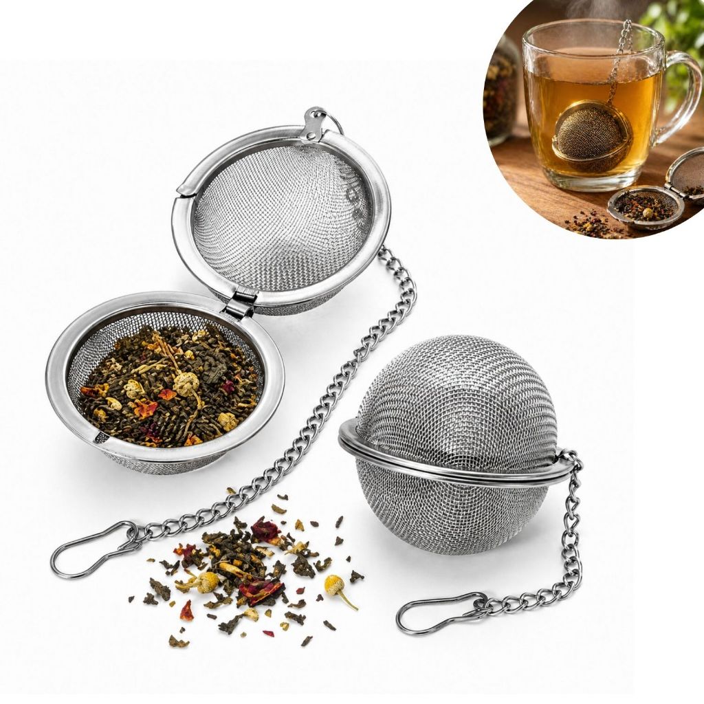 Infusor Cha Inox Difusor Peneira Coador Corrente Bolinha Kit Chá Cozinha