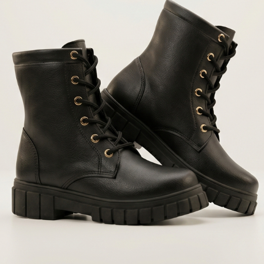 Bota Coturno Cano Curto Tratorado Preto Infantil Kidstep