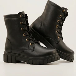 Bota Coturno Cano Curto Tratorado Preto Infantil Kidstep