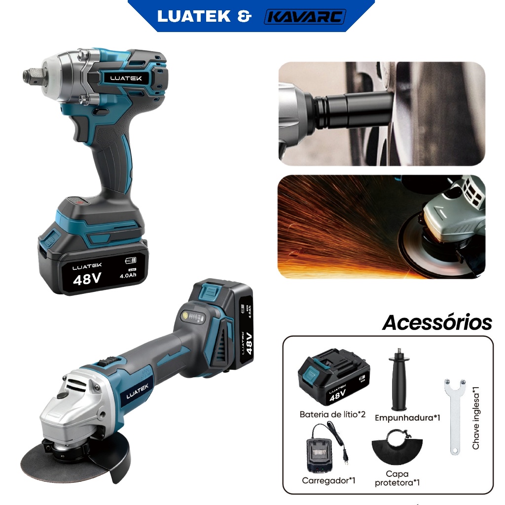 Kit Ferramentas 2em1 Bateria 48 Volts Luatek LWJ-296