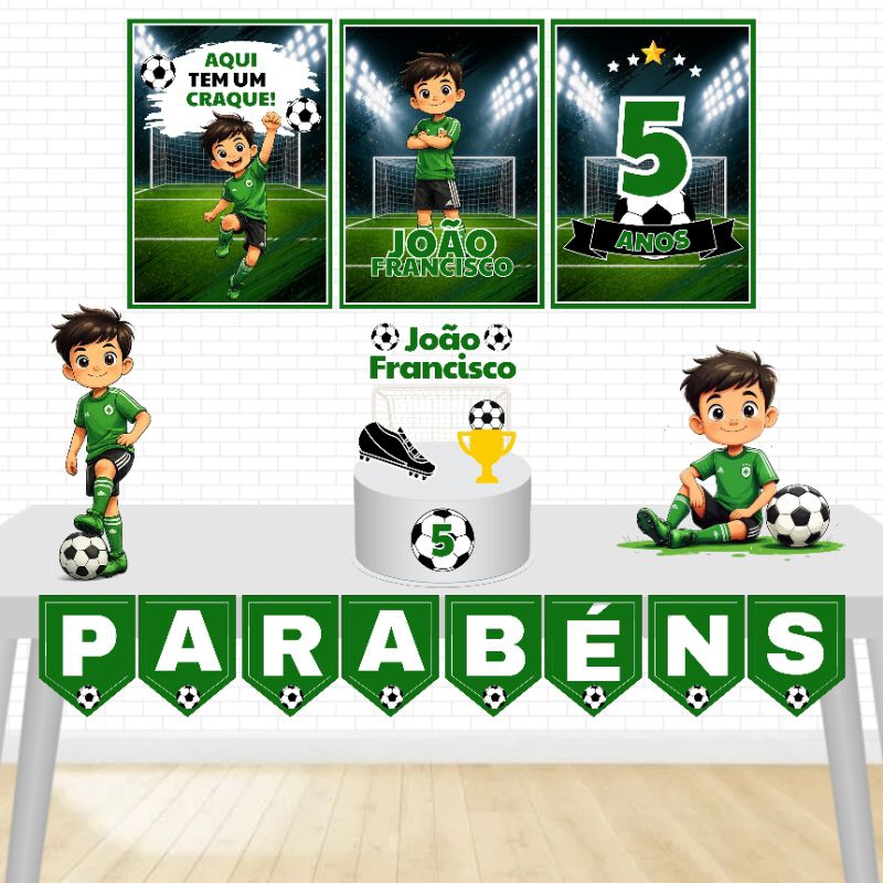 Kit Festa Só um Bolinho-Futebol-Decoração Aniversário/Mesversario infantil Menino-Kit Festa Personalizado Futebol