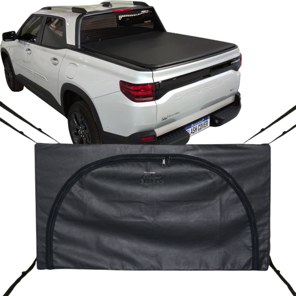 Bolsa Carroceria Caçamba Ecobag Flash Cover Montana Dupla Protege Sua Carga 296L Com Ziper Preto