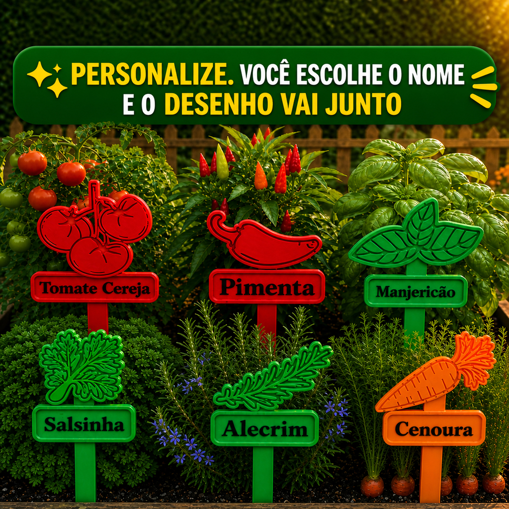 Plaquinhas Para Jardim Horta Etiquetas Identificadoras Plantas Vasos Marcador Temperos Sementes