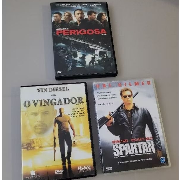 3 DVDs: Atração Perigosa, Vingador, e Spartan