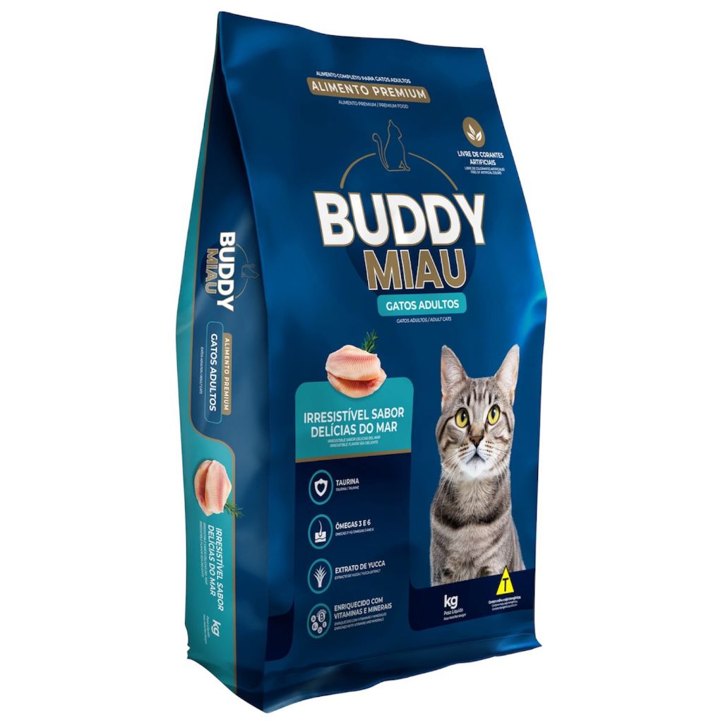 Ração Premium Buddy Miau Gatos Adultos Sabor Delicias do Mar 10kg