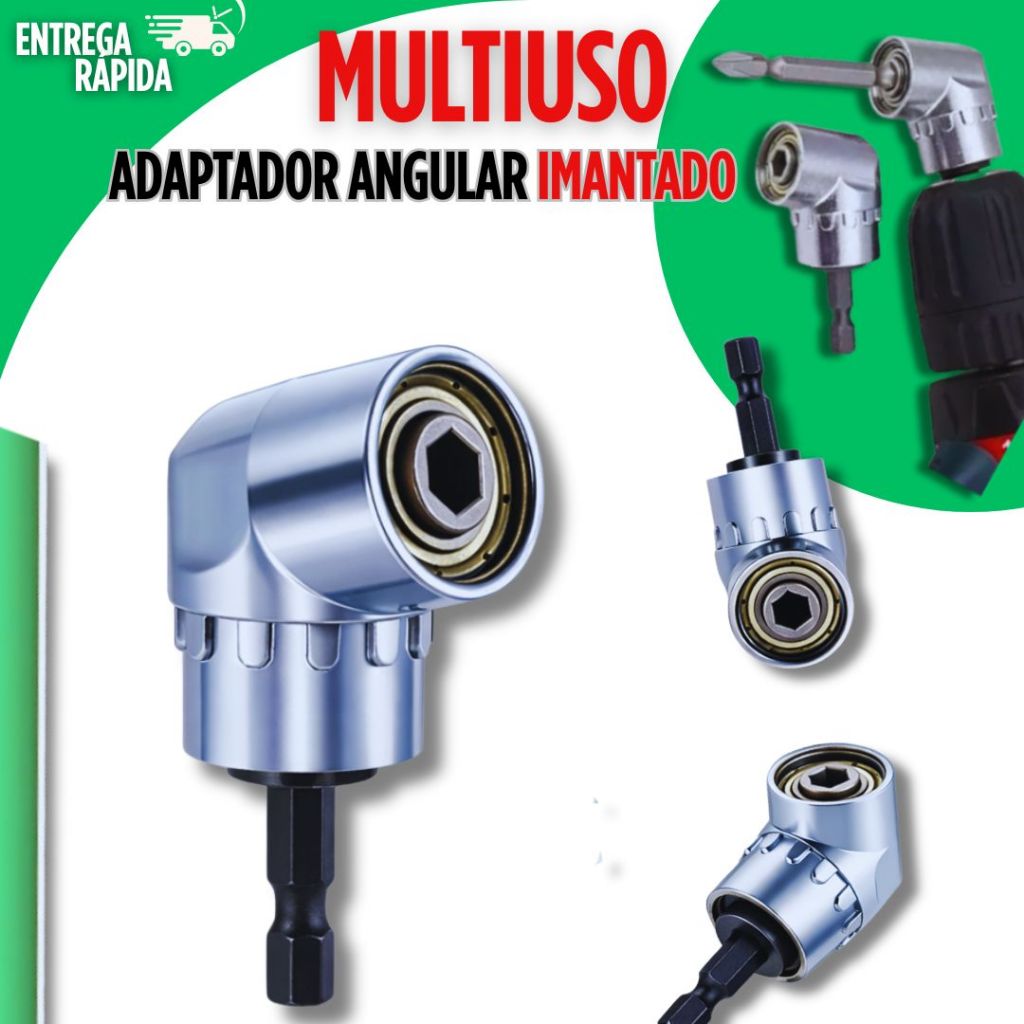 Adaptador Angular Magnético P/ Furadeira Parafusadeira Hexágono De Ângulo Reto Imantado