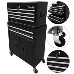 Carrinho Gabinete Fechado Para Ferramentas Com 6 Gavetas Preto e Cinza (O326424) - Onsite