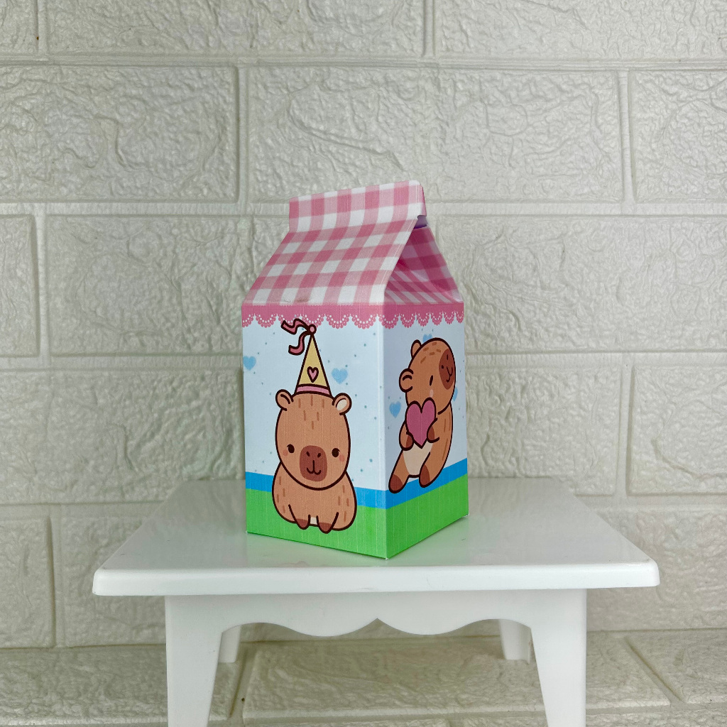 Caixinha CAPIVARA ROSA  | Caixa Milk Personalizada   | Mimos Aniversário Lembrancinhas Personalizados Kit Festa