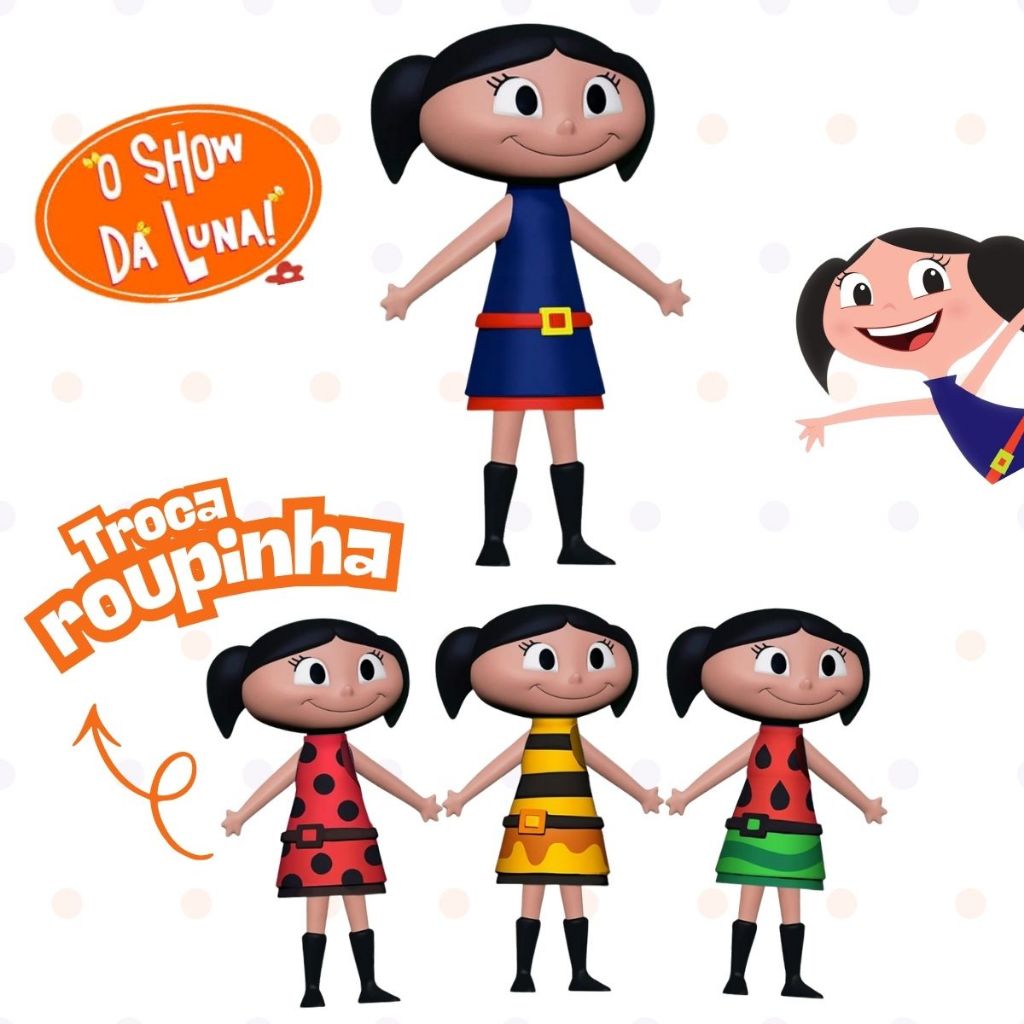 Kit 3 Bonecas Luna Abelha Melancia Joaninha O Show da Luna Articulada Vinil 20cm Cardoso Toys