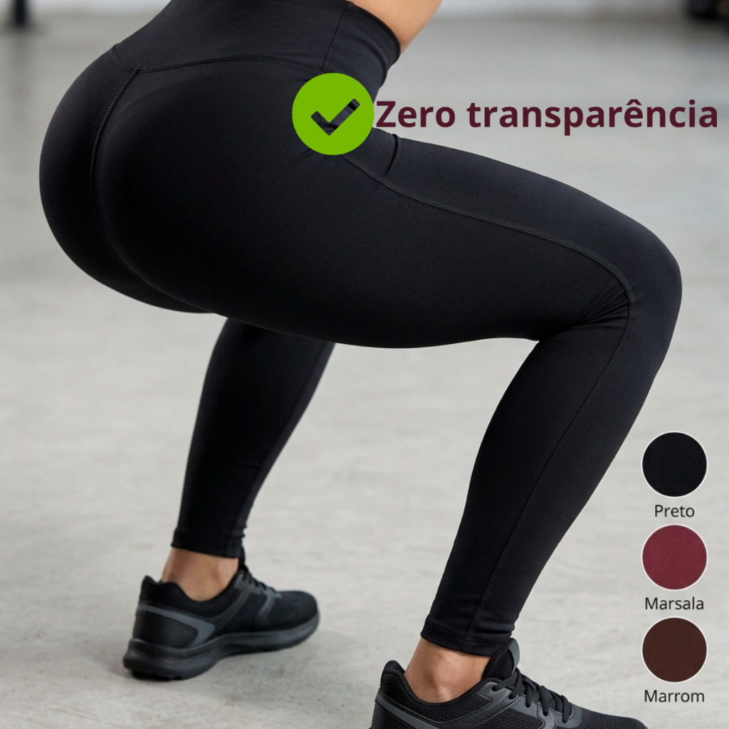 Legging Feminina Suplex Costura Reforçada Cós Alto Zero Transparência Academia Fitness Grossa