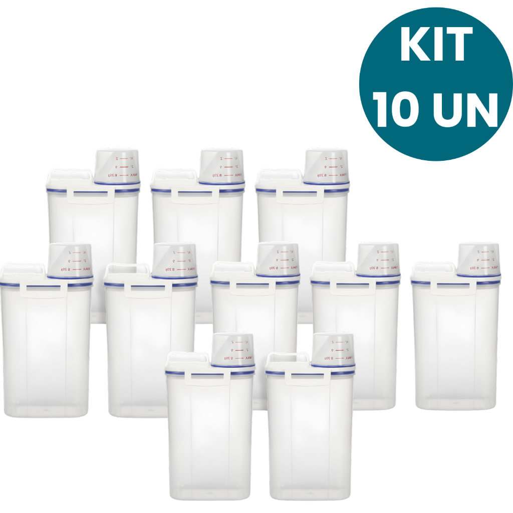 Kit 10 Potes Herméticos 2,5L com Vedação Segura e Multiuso Ideal para Casa Cozinha Lavanderia Kit Completo
