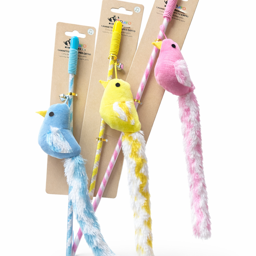Varinha Little Bird Interativa para Gatos com Guizo e Rabo Sonoro