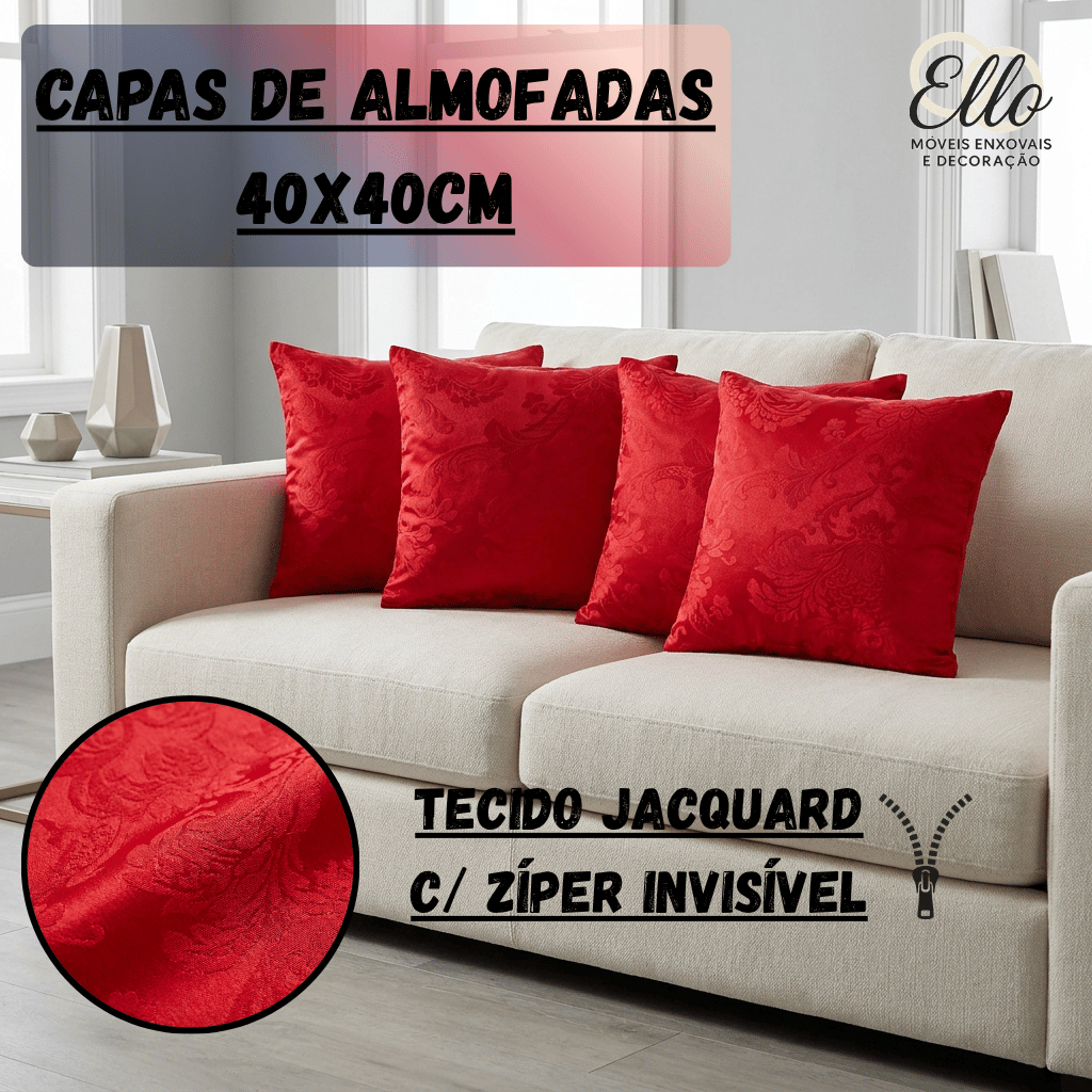 Capa de Almofada Jacquard 40x40cm Luxo – Avulso, 2 ou 4 Peças | Decorativa Sofá Sala Quarto