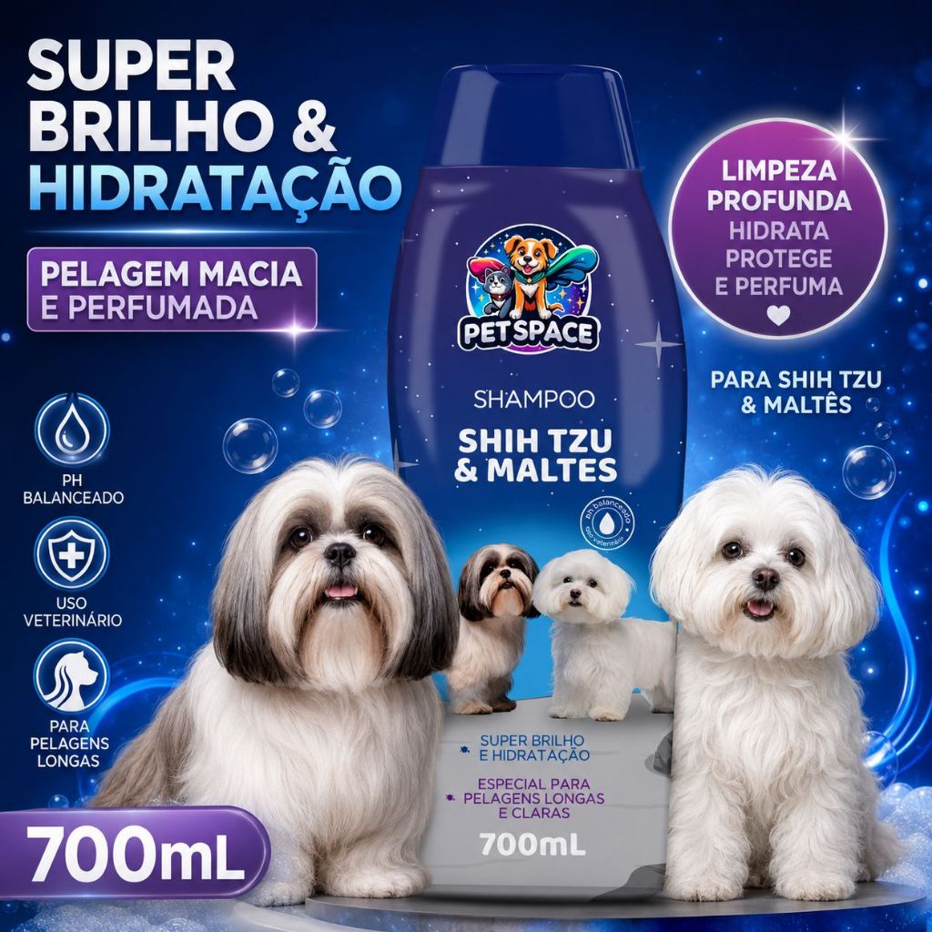 Shampoo Banho Profissional Shih-Tzu Maltês Pet Space 700ml