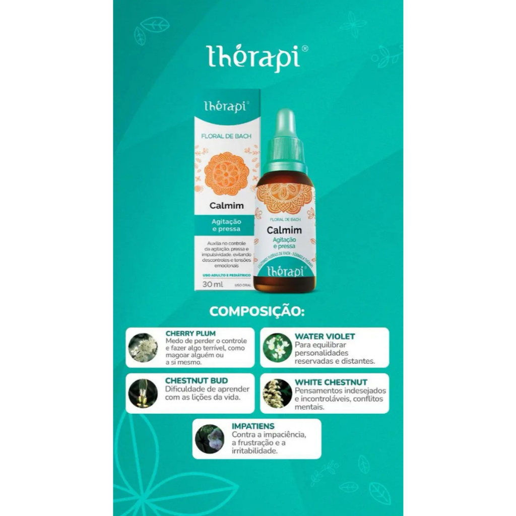 Floral de Bach Calmin - Agitação Pressa e Ansiedade 30ML Floral Thérapi — imagem 2 de 2