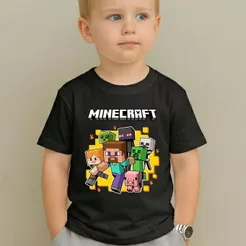 Camiseta Infantil Menino Games Mine Algodão 100% Premium Blusa Criança e Adulto Confortável Casual
