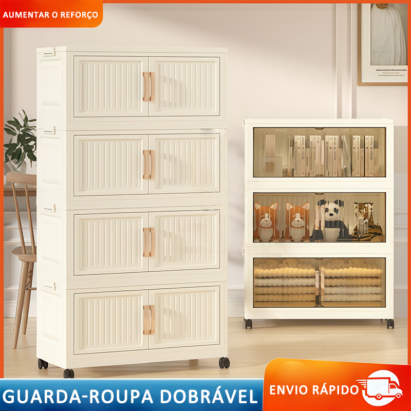 Armário Organizador Dobrável Sem Montagem | Com Rodas 360° e Porta Magnética