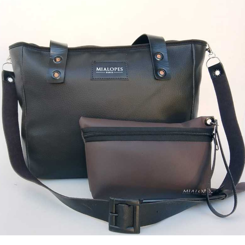 KIT BOLSA FEMININA 3 EM 1 ALÇA VIRA CINTO + NECESSAIRE LUXO MIALOPES