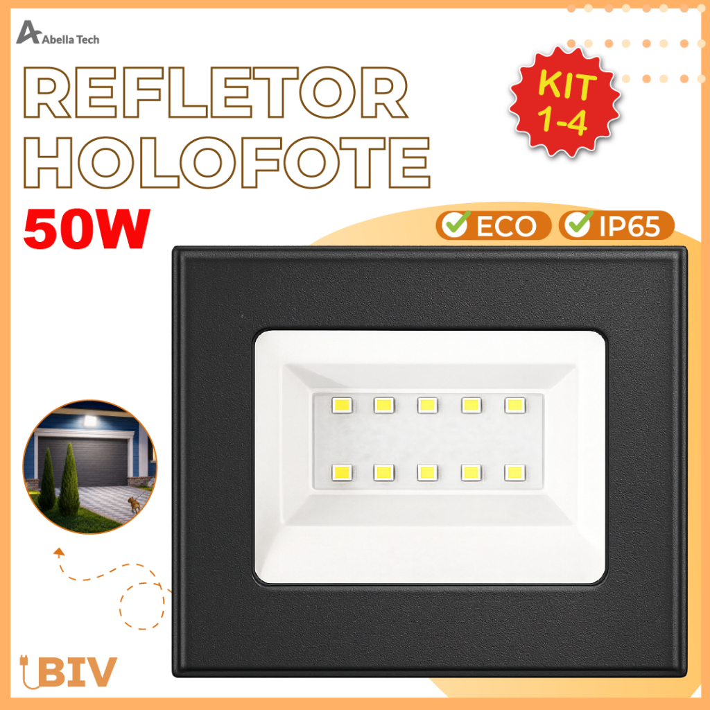 Refletor Led ECO 50W IP65 | Luz Econômica Fria, Quente e Verde | Bivolt 110V-220V
