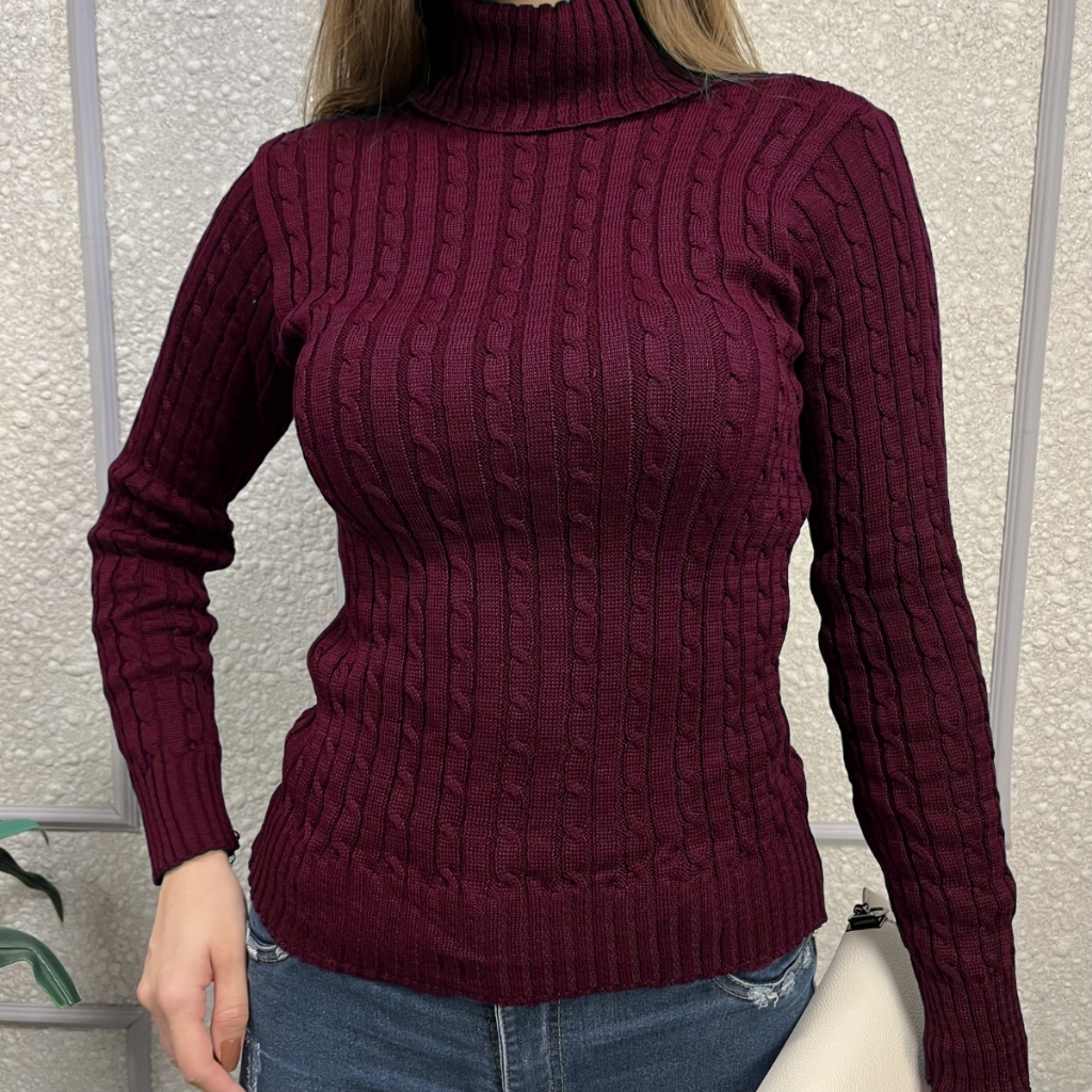Blusa de Frio Feminina Tricot Cacharrel Suéter Gola Alta Canelado Lã Inverno