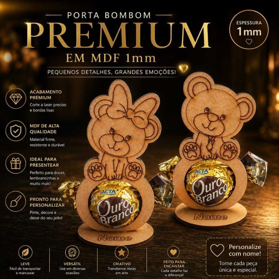 50 porta bombom urso personalizado com nome lembrancinhas VEN2