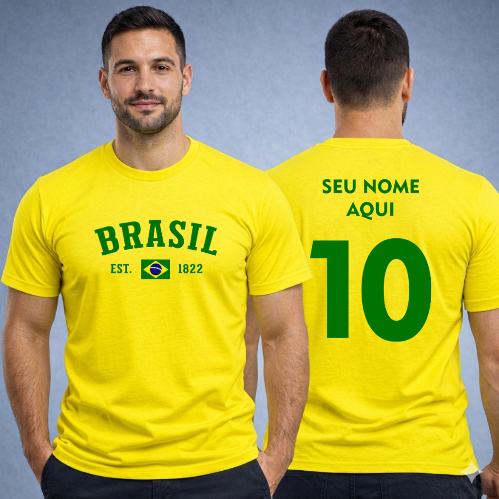 Camiseta Blusa T-shirt  Brasil Copa 2026 Algodão Unissex Torcida Patriota Brasil Copa Do Mundo