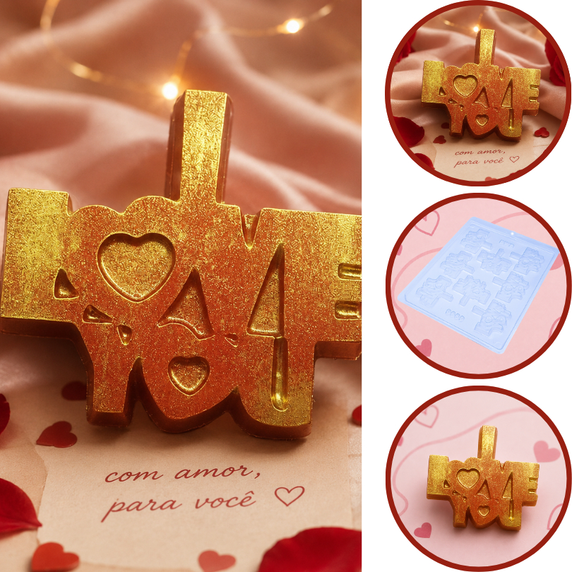 1~10 Forma Simples I Love You 9669 (H5) em Acetato BWB Para Bombom e Doces de Chocolate e Confeitaria (CHOCO)
