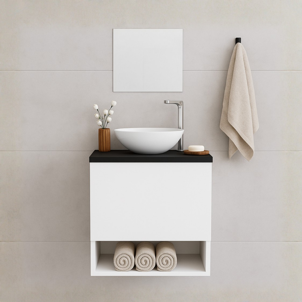 Conjunto Gabinete Armario Banheiro 40cm Cuba Espelho Completo Lavabo