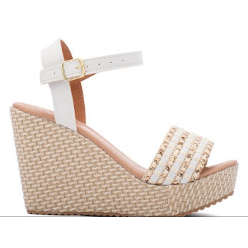 Sandália Anabela Feminina Salto Alto Plataforma Original Casual Confortável Tendência CODB07