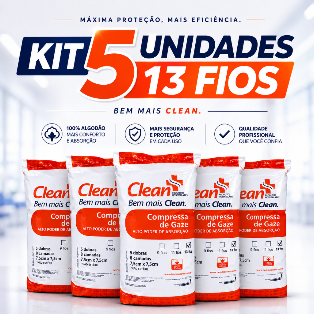 Kit 5x Compressas De Gazes 13 Fios Hidrófila Não Estéril  2.500 Unids Ou 1200g Ideal Para Curativos