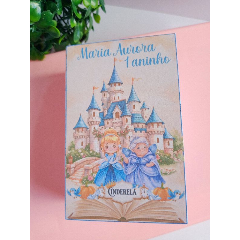 Caixinha Personalizada Cinderela Princesas Lembrancinhas de aniversário versículos Pegue e Monte