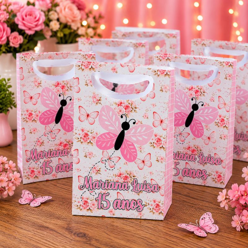ENVIO EM 24H Lembrancinha Sacolinha PEGUE E MONTE Jardim das Borboletas personalizada com nome e idade