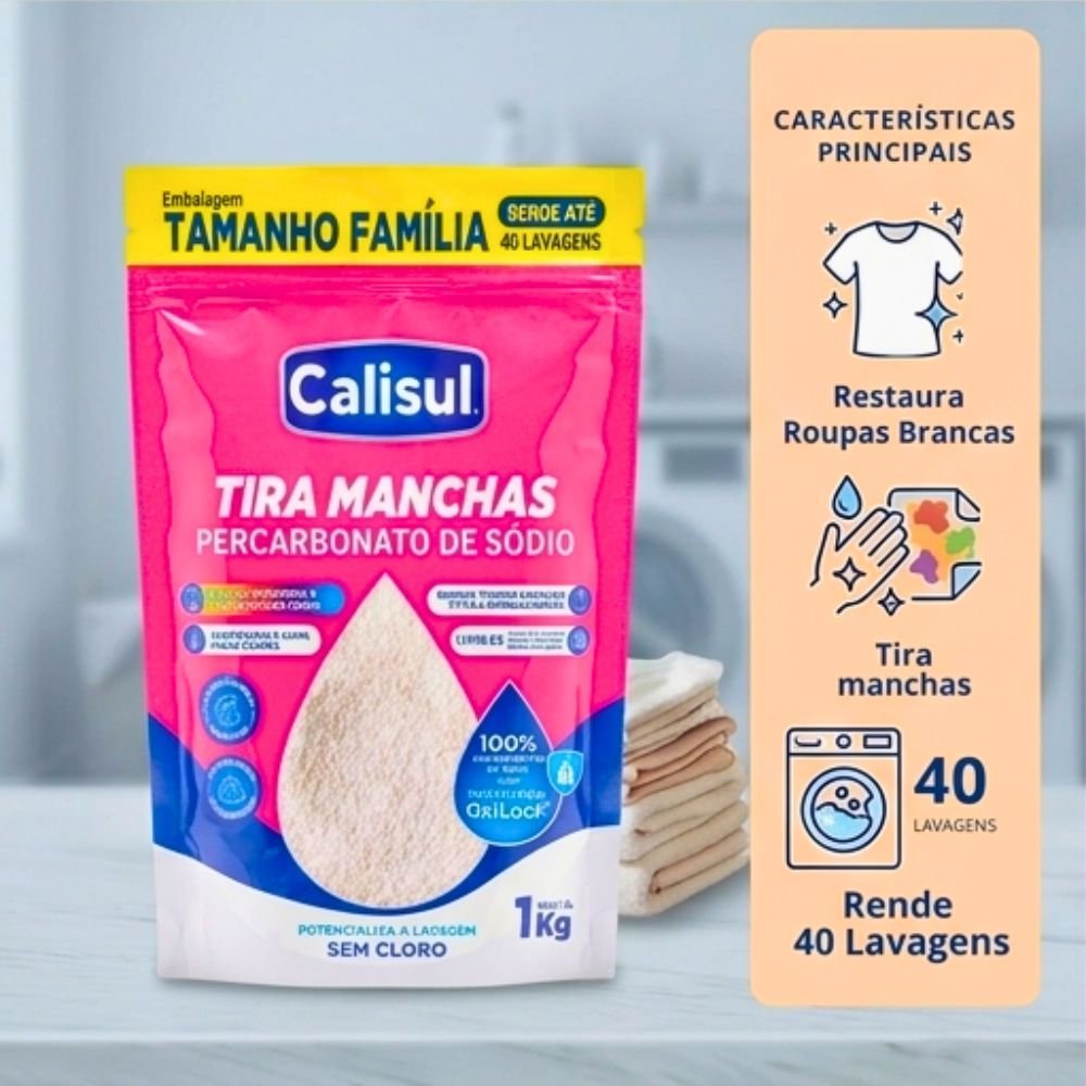 Tira Manchas Percarbonato De Sódio Para Roupas Brancas e Coloridas