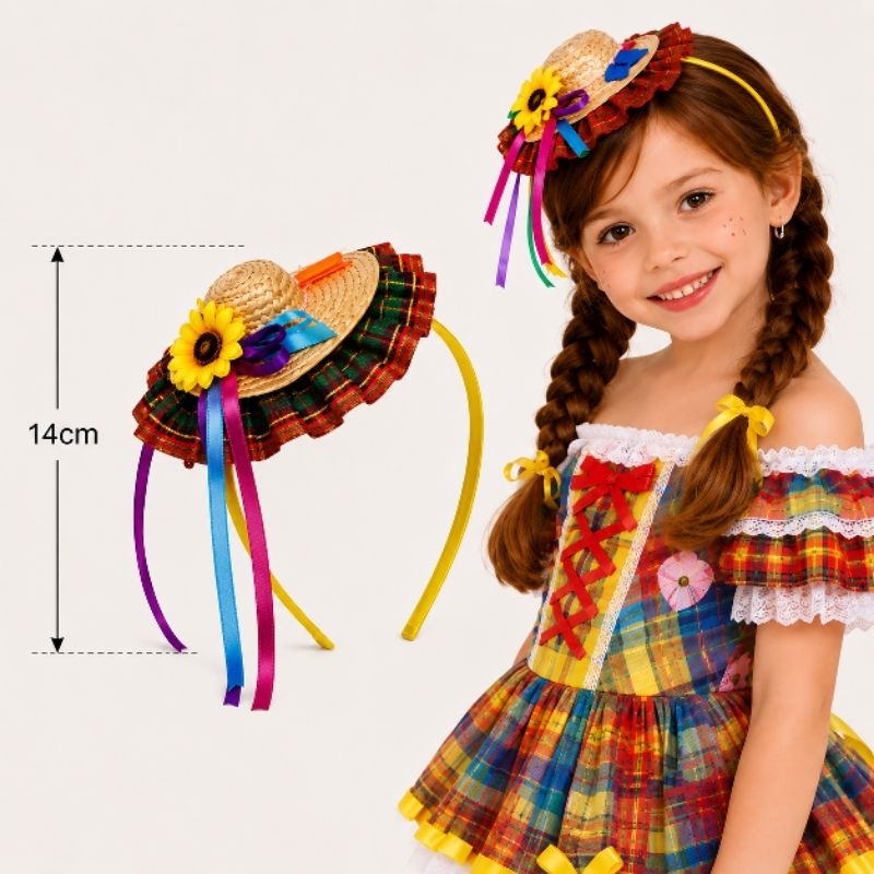 tiara para cabelo para festa junina julina arraia adulto e criança