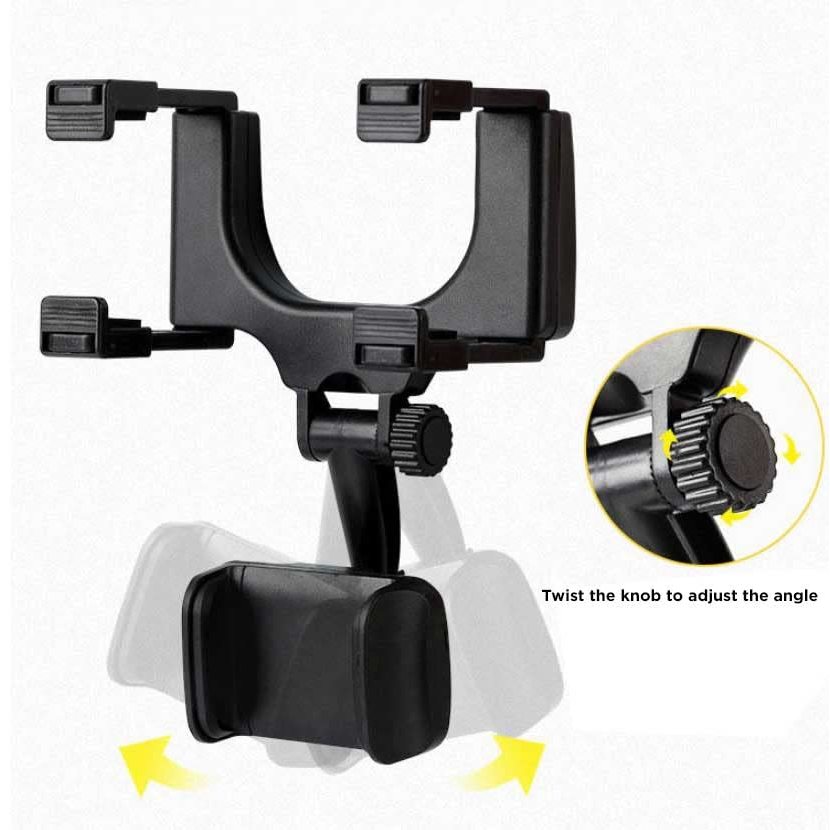 Suporte para Celular no Retrovisor do Carro - Extensível com Giro 360°, Fácil Instalação para Todos os Celulares